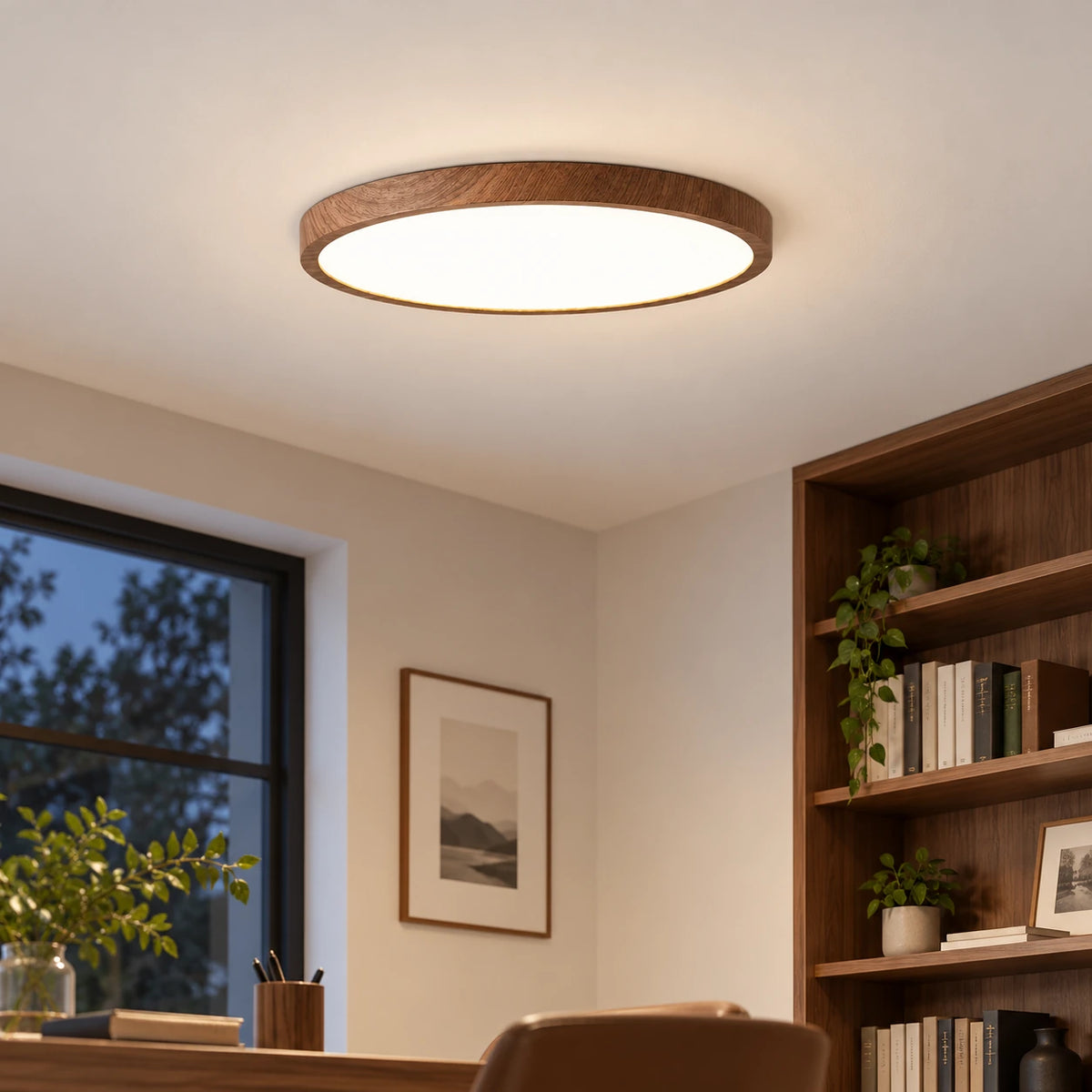 Plafonnier LED ultra-fin effet bois Baptiste – photo 5 Image