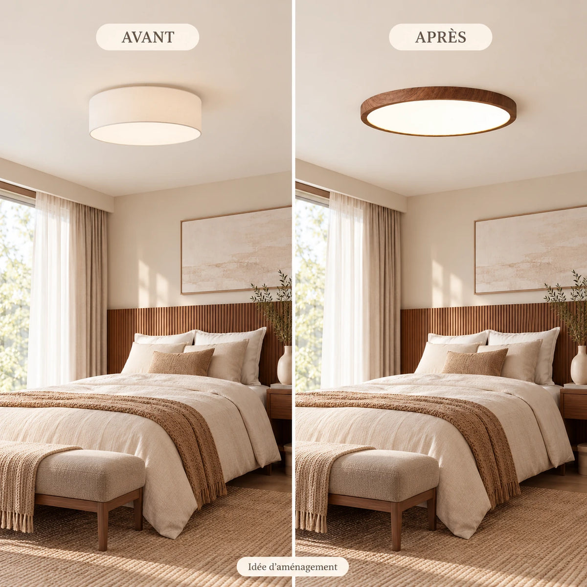 Plafonnier LED ultra-fin effet bois Baptiste – photo 2