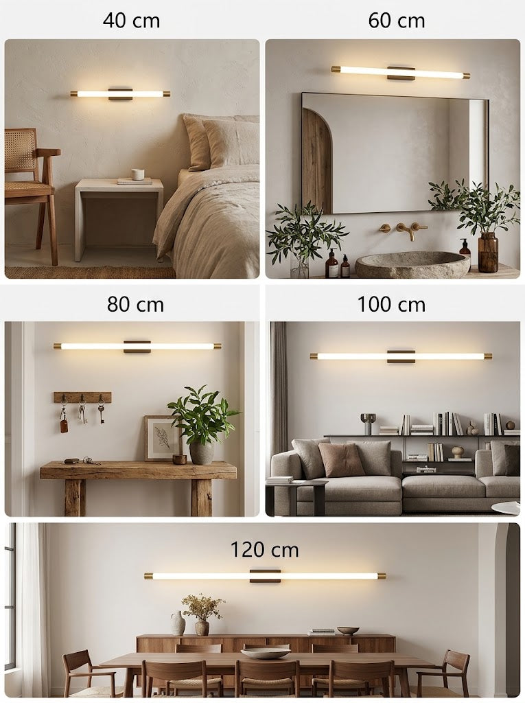 Applique Miroir LED à Embouts Dorés Clémence pour Salle de Bain - Ligne Lumineuse & Détails Dorés