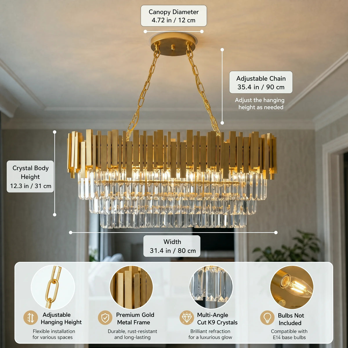 Lustre cristal doré à gouttes Victoire – photo 7