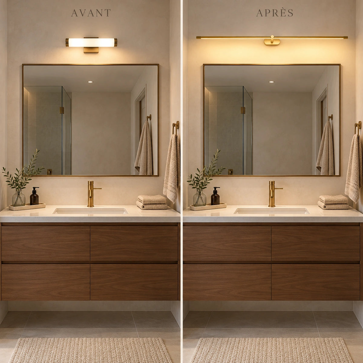 Applique miroir LED Anatole – avant apres