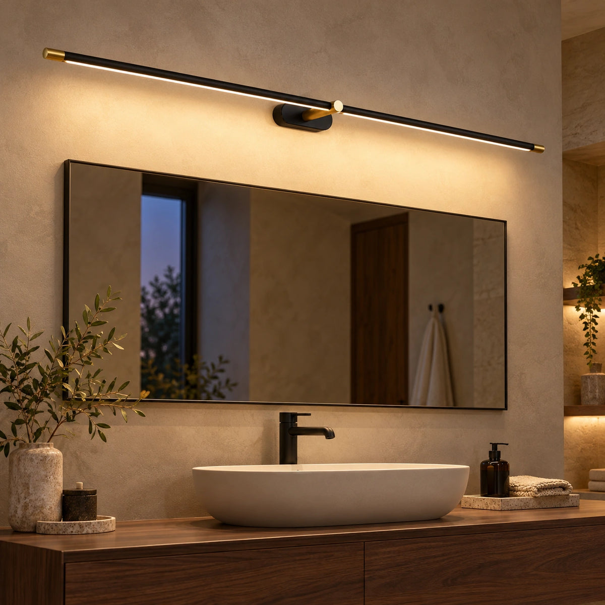 Applique miroir LED Anatole – noir salle de bain