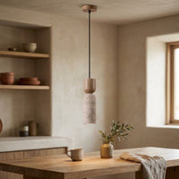 Suspension Cylindre en Travertin Bérangère pour Chevet - Matière Naturelle & Ambiance Feutrée