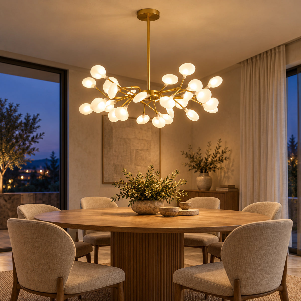 Suspension Florentin – Doré A – 30 têtes en intérieur
