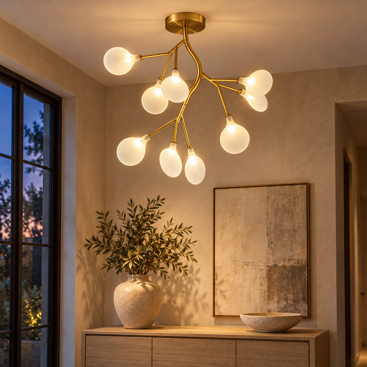 Suspension Florentin – Doré A – 9 têtes en intérieur