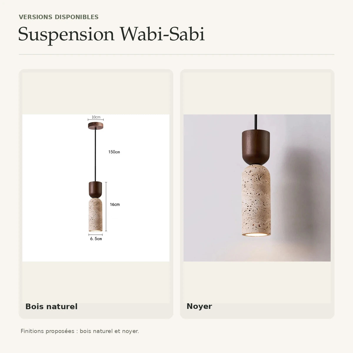 Finitions de la suspension Wabi-Sabi