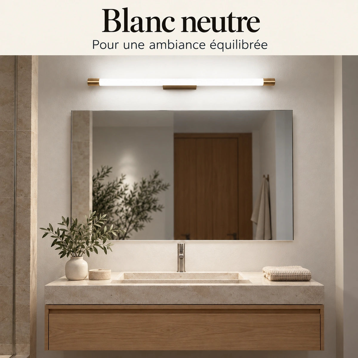 Applique de miroir minimaliste – version blanc neutre