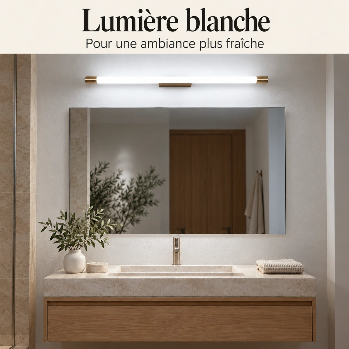 Applique de miroir minimaliste – version lumière blanche