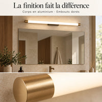 Détail de la finition – corps en aluminium et embouts dorés
