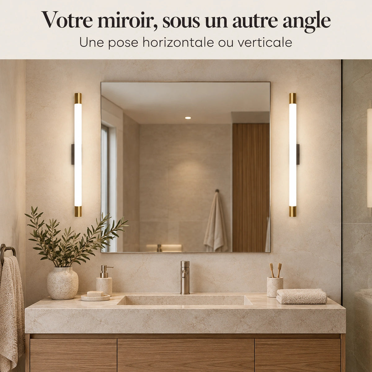 Paire d’appliques de miroir en pose verticale