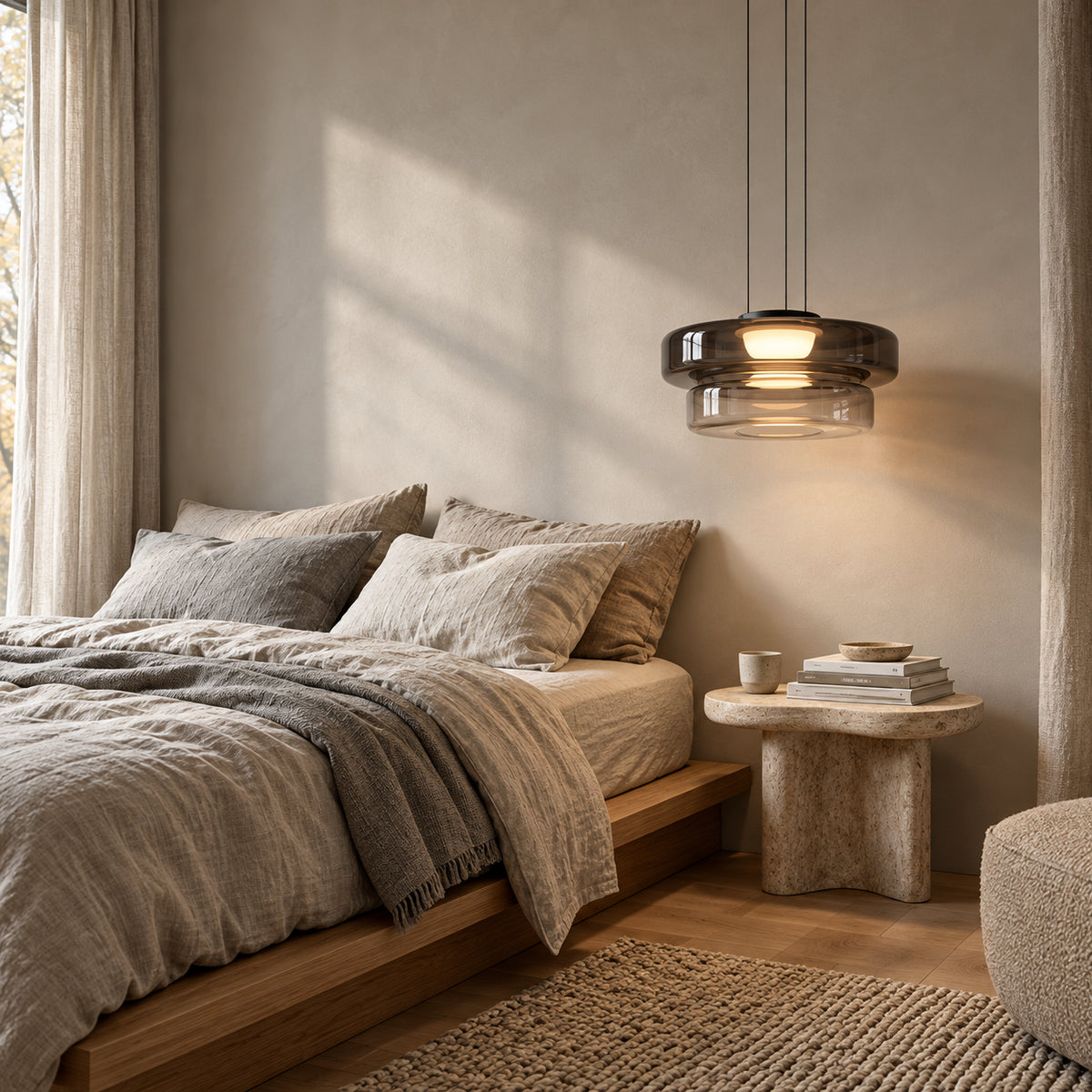 Suspension en verre à deux niveaux — Chambre — verre fumé