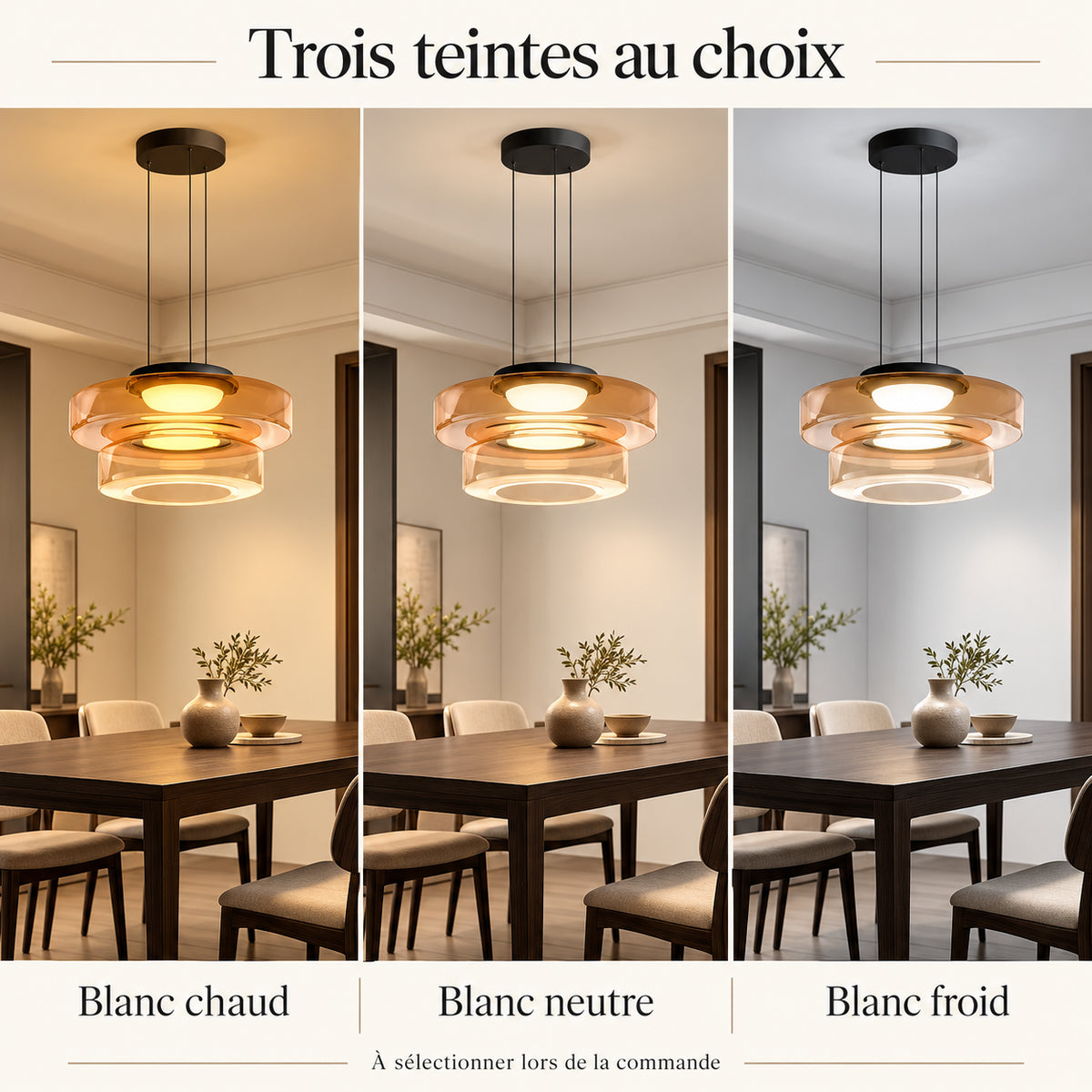Suspension en verre à deux niveaux — Trois teintes au choix