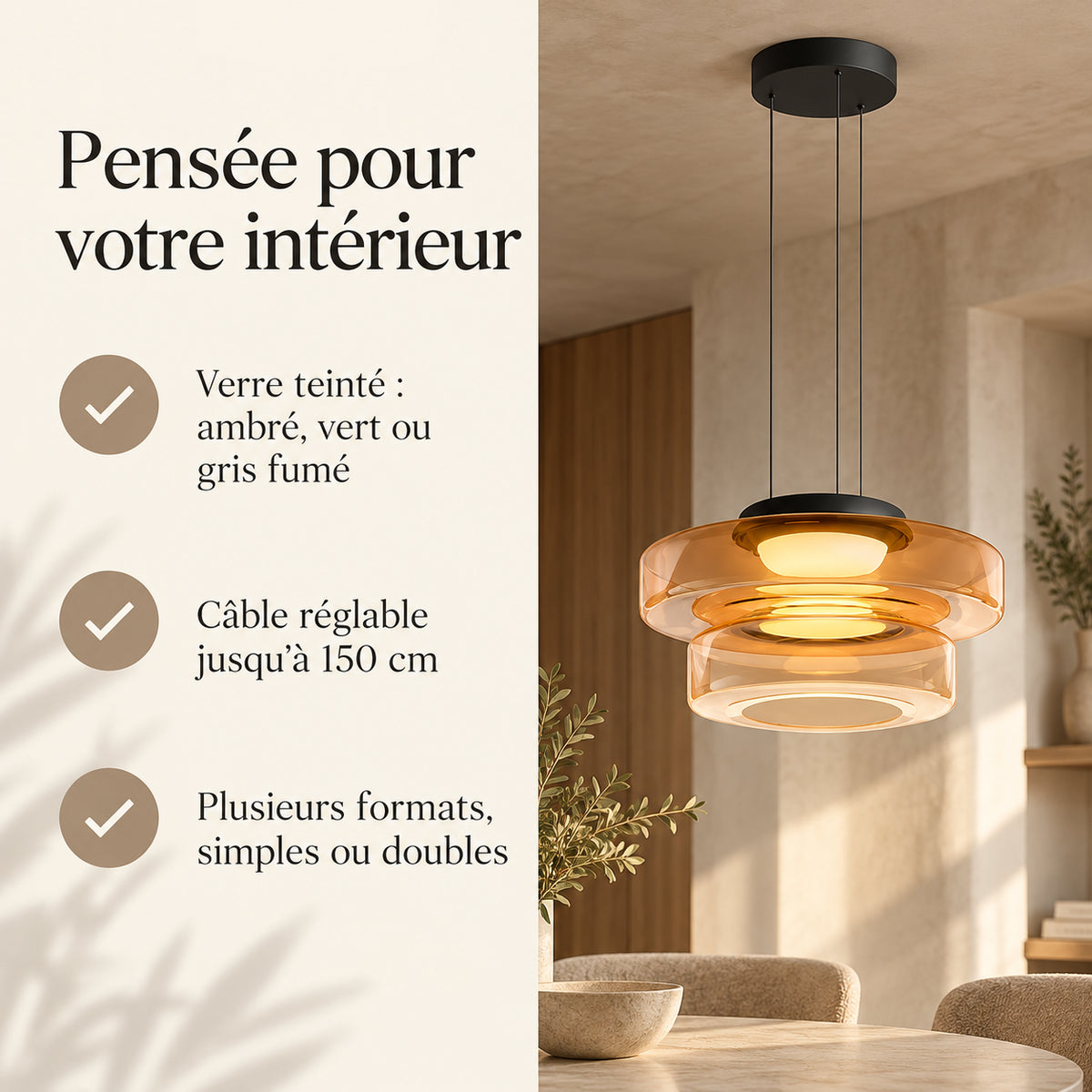 Suspension en verre teinté à étages Joséphine – photo 2