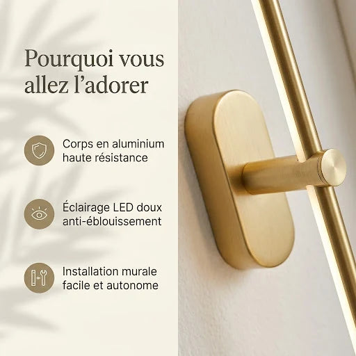 Applique miroir LED Anatole – atouts : aluminium, LED douce, pose murale Image