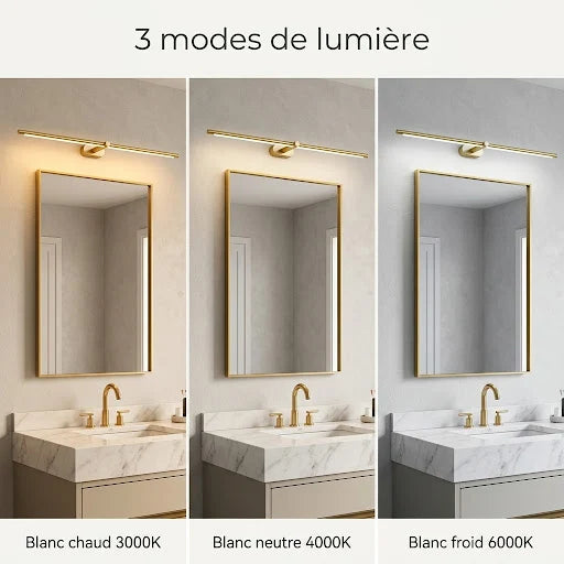 Applique miroir LED Anatole en blanc chaud, neutre et froid